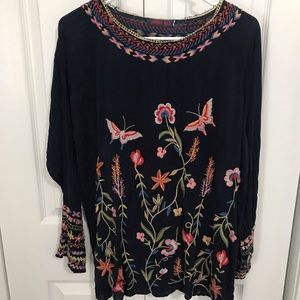 Johnny Was navy blue size small tunic.